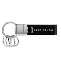 Lincoln Continental Black Ceather Stripe Round Kook Metal Key Chain
