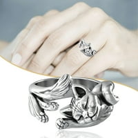 Пръстени жени пръстен с размер на котка сребърен пръстен бижута Дами медни модни плоски пръстени стек пръстен Отворени пръстени за мъже Мъжки звънеца Акрилни пръстени за жени Винтидж отворени пънк пръстени