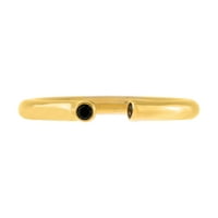 0. CTTW Кръгла изрязан черен цвят кубичен циркония отворен пръстен за маншет, злато, покрито върху сребро на стерлинги