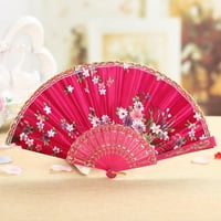 Dtydtpe вентилатор китайски стил танц танц на сватба дантела коприна сгъваемо ръчно държана вентилатор за цветя