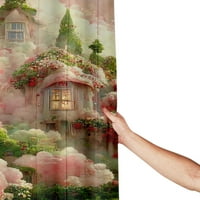Фентъзи облачен замък тема баня за душ завеса водоустойчив миеща се тъкан за душ завеса с куки за домашен баня баня декор