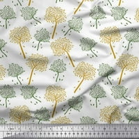 Soimoi Moss Georgette Fabric Tree Block Print Fabric от двор