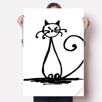 Къдрава опашка котка за котка седя се стикер за декорация на плаката Playbill Wallpaper Window Decal