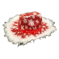 Vigorbear Коледна каубойска шапка за мъже жени снежинка перо перо пачуърк дишаща широка капачка на ръба