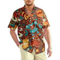 Мъже и момчета летни хавайски ризи карикатура сладък цветни ежедневни шорти за копче надолу хавайски ризи fahion риза подарък за гадже съпруг