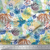Soimoi Japan Crepe Satin Fabric Coral Ocean Print Fabric край двора