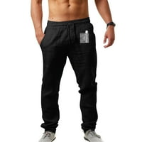 Мъже Небрежни панталони Мъжки модни ежедневни отпечатани ленени джобни дантелени панталони с голям размер панталони