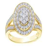 Белият естествен диамантен рамков пръстен в 10K жълто злато