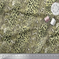 Soimoi Green Rayon Fabric Leopard & Snake Animal Skin Printed Fabric Wide