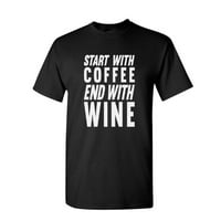 Tee Hunt Започнете с кафе край с винена тениска, пиеща ежедневна рутинна мъжка риза, черна, 3x-голяма