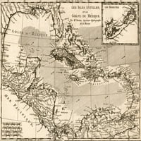 Les Isles Antilles et le Golfe du m? Xique. Печат на плакат