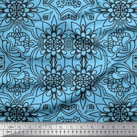 Soimoi Japan Crepe Satin Fabric Floral & Moroccan Damask Etnic Print Fabric по двор широк