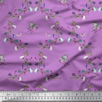 Soimoi Rayon Fabric Butterfly & Wildflower Floral Print Fabric по двор