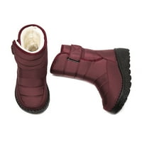 Ymiytan дамски снежни ботуши памучен облицована водоустойчива обувка среден телешки глезена ботуши студено време ботуши ежедневни комфорта зимни обувки червено 5