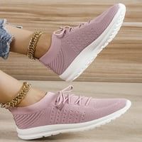 Бели маратонки за жени Облечете обувките Широки ширини, работещи с атлетични обувки Комфортно тренировки Неплъзгащи се розови 9