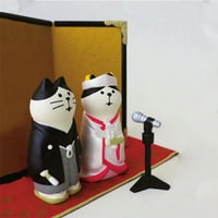 Temacd анимационен котешки младоженец булка дизайн миниатюрна кукла автомобилна кафене домашен десктоп декор