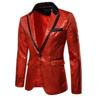 Wendunide Cardigan за мъже чар небрежен един бутон Fit Fit Suit Coate Cheat Sequin Party Top Crop Tops for Men