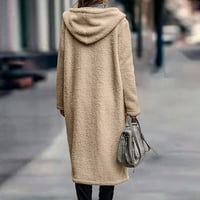 Дълго есента на жените и зимата твърд цвят с дълги ръкави вълнени женски палто