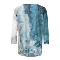 Kukoosong ризи за ръкави за жени, модна отпечатана тениска със средна дължина ръкав блуза кръгла шията ежедневна туника върхове, летни есенни върхове за жени модерни сиви xl