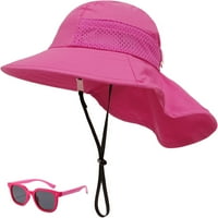 Бебешка слънчева шапка малко дете деца момчета момичета широки плажни шапки със слънчеви очила Upf 50+ обикновени капачки с клапа на шията