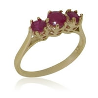 Британският направи 14K жълто златен пръстен с естествен рубинен женски пръстен - Опции за размер - размер 11