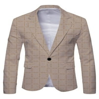 Glonme Men Cardigan Jackets Solid Color Business Jacket Long Loweve Blazer Mens Редовно прилепване