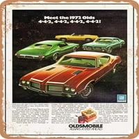 Метален знак - Oldsmobile Vintage Ad - Винтидж ръждив вид