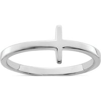 Сребърен сребърен ридий-сложен кръстосан пръстен, направен в Съединените щати QR5883-7