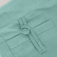 Памучните панталони с панталони на Yuwull Fally с еластични панталони за талия небрежни панталони с джобове зелен клирънс