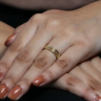 Дамски дизайнер 0. CT Diamond Band Ring в злато, априлски бижута за раждане, фини бижута диамант, 14k жълто злато, САЩ 9.00