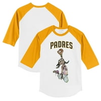 Младежки мъничко бяло злато San Diego Padres Jada 3 4-ръкав тениска Raglan
