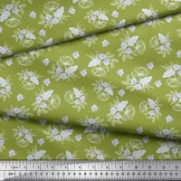 Soimoi зелена памучна патица листа и тъкан от флорален принт на жасмин край двора