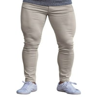 Капризи мъжки облечени панталони солиден цвят chino pant плоски предни панталони меки дъна средна талия светлосиня 2xl