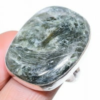 Серафинитни скъпоценни камъни ръчно изработени стерлинги сребърни бижута с размер 7