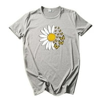 iopqo тениски за жените модни ежедневни пеперуди флорални многоцветени тениски тениски за шия женски върхове
