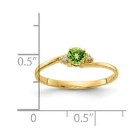 Солиден 14k жълто злато перидот зелен август Gemstone Diamond годежен пръстен размер