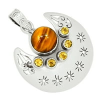 Crescent Moon & Star - Natural Tiger Eye Silver висулка ALLP -16065