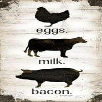 Яйца на селска къща - мляко - отпечатък от плакат за бекон от Дженифър Пю