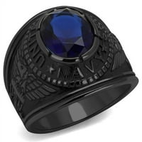 Alamode Men IP черен пръстен от неръждаема стомана със синтетичен в K - размер 12