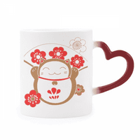 Черешови цветчета късметлия котка котка Япония, чувствителна към топлина чаша червен цвят смяна на каменни изделия чаша