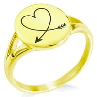 Сърце от неръждаема стомана любовна стрелка минималистична овална горна полирана изявление пръстен