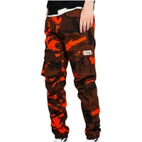 Дълги панталони за мъже есента на мъжете нов камуфлаж плюс размери панталони и крака панталони Разхлабени червени xxxxl, AC4552