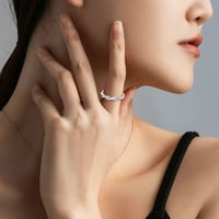 Сребърен пръстен прост и модерен циркон усукан дизайн пръстен за жени