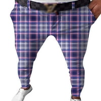 Bomotoo Men Leisure Pencil Pant Plaid Lightweight Bottoms Loungewear Fitted Striped панталони