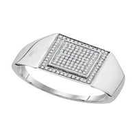 Сребърен сребърен диамантен квадратна рамка Клъстер пръстен cttw