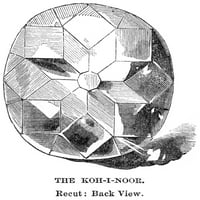 Koh-i-Noor Diamond. Nthe koh-i-noor diamond, след като той е рецитирал през 1851 г., изглед назад. Гравиране, 1866. Печат на плакати от