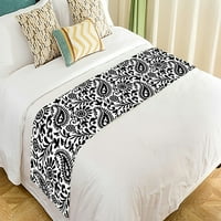 Paisley Black White Pattern Bed Bunner Scalding Шал за декорация на леглото