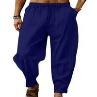 Haite мъже панталони солиден цвят летни панталони за спално бельо панталони Мъжки дъна Мъжки еластична талия тъмнокафяв 2xl