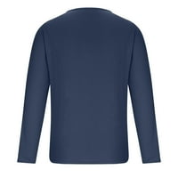 Мъжки ежедневни ризи с дълъг ръкав с вещи от масивни цветни пуловер на блуза върхове на флота 2xl
