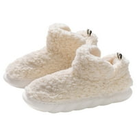 Oucaili жени снежни ботуши платформа Зимна обувка за ботуши върху топли обувки размити меки плюшени глезени Обувки Дамски обувки Уайт 7-7,5